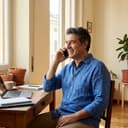 Volto di un gestore che usa Onbordi al computer